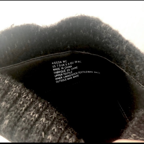 JustFab Black Flat Heel Knee High Boots with Knit Upper Trim. - Picture 2 of 3